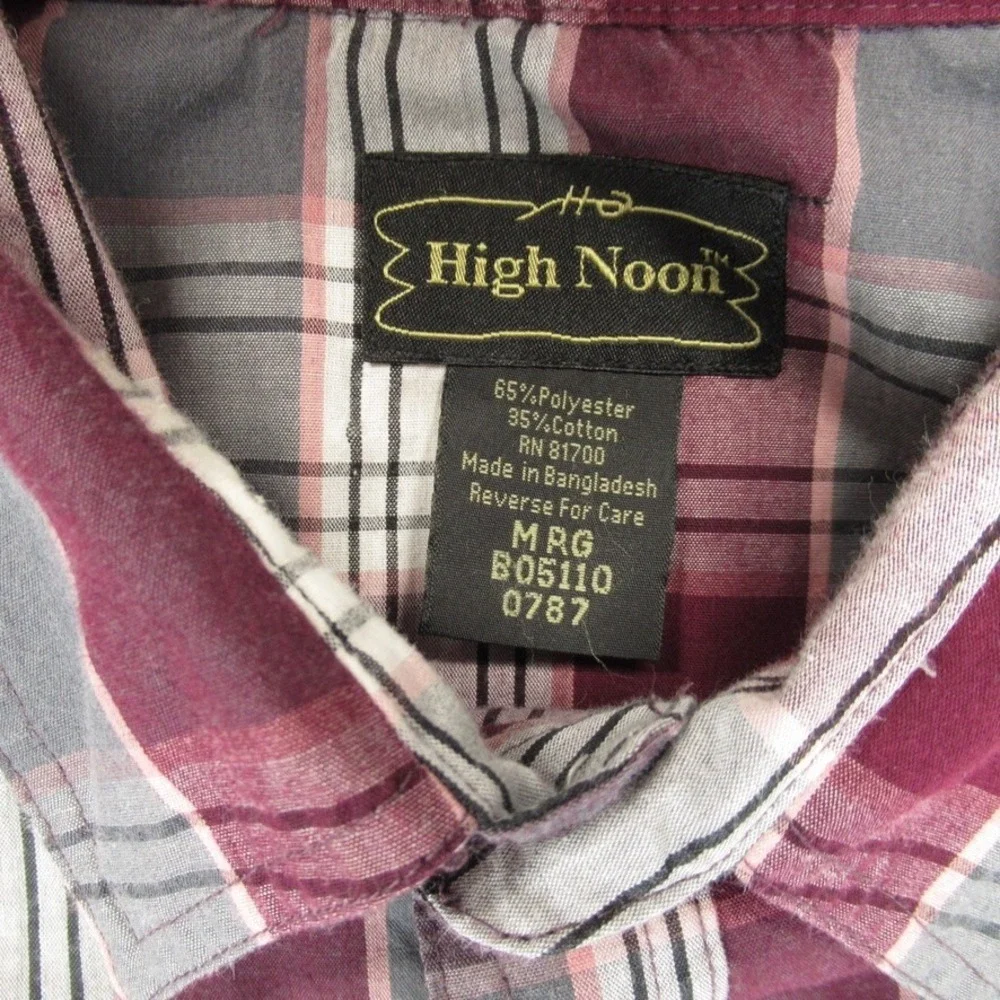 High Noon Mens Western Pearl Snap Long Sleeve Shirt Size Medium Regular - Picture 2 of 10